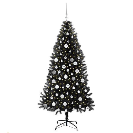 vidaXL Kerstboom met 300 LED met standaard Zwart 180 cm PVC afbeelding3 - 1