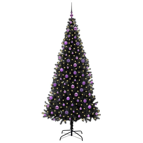 vidaXL Kerstboom met 300 LED met standaard Zwart 210 cm PVC afbeelding3 - 1