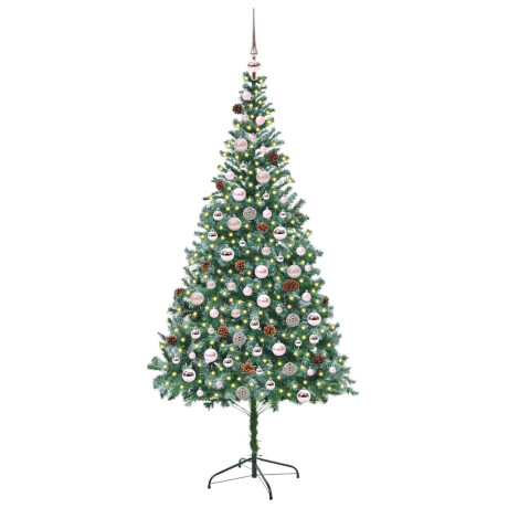 vidaXL Kunstkerstboom met 300 LED Groen 210 cm PVC en Staal afbeelding3 - 1