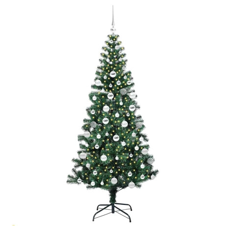 vidaXL Kunstmatig Voorverlicht Kerstboom Groen 180 cm PVC en Metaal afbeelding3 - 1