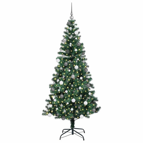 vidaXL Kunstkerstboom met decoratieve touwlichten Groen 210cm PVC afbeelding3 - 1