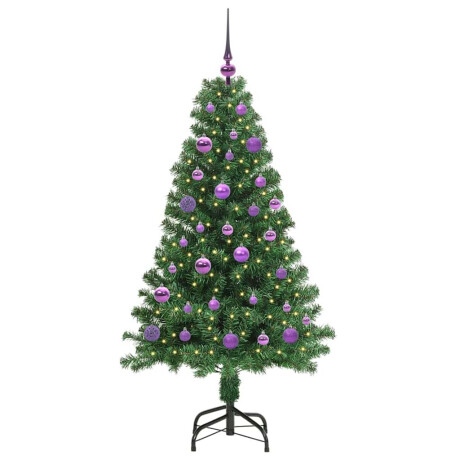 vidaXL Kunstkerstboom Groen 150 cm PVC en Staal en Kunststof afbeelding3 - 1