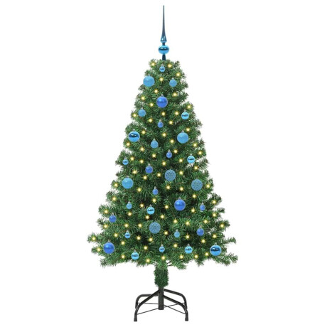 vidaXL Kunstkerstboom met decoratieve touwlichten Groen 150 cm PVC afbeelding3 - 1