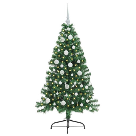 vidaXL Kunstmatig Voorverlicht Kerstboom met 150 LED Groen 120 cm PVC afbeelding3 - 1