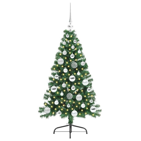 vidaXL Kunstmatig Voorverlicht Kerstboom met 150 LED Groen 120 cm PVC afbeelding3 - 1