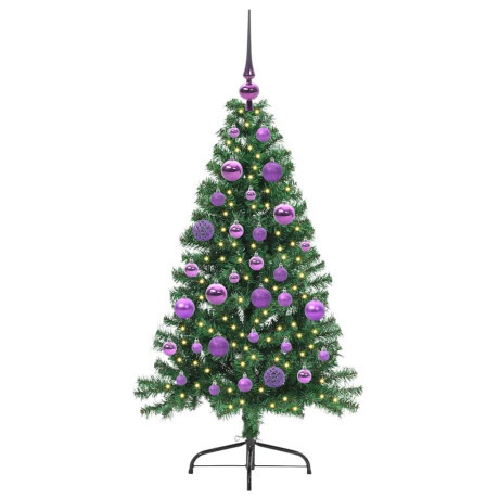 vidaXL Kunst Kerstboom met verlichting Groen 120 cm PVC afbeelding3 - 1