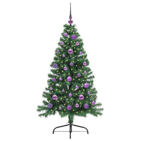 vidaXL Kunstmatig Voorverlicht Kerstboom met 150 LED Groen 150 cm PVC afbeelding3 - 1