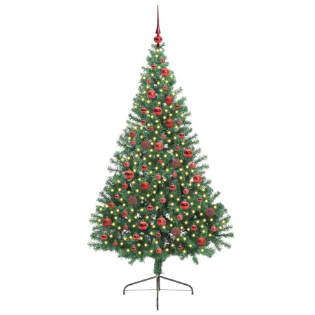 vidaXL Kunstmatig Voorverlicht Kerstboom met 300 LED Groen 180 cm PVC afbeelding3 - 1