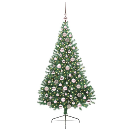 vidaXL Kunstmatig Voorverlicht Kerstboom met 300 LED Groen 180 cm PVC afbeelding3 - 1