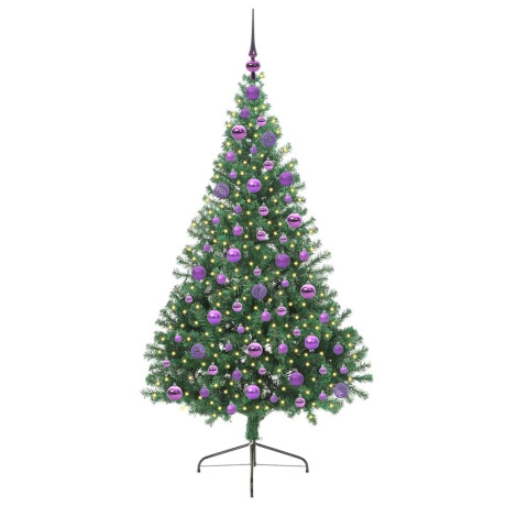 vidaXL Kunstmatig Voorverlicht Kerstboom met 300 LED Groen 180 cm PVC afbeelding3 - 1