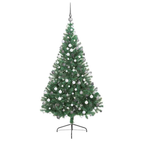 vidaXL Kunst Kerstboom met verlichting Groen 210 cm PVC afbeelding3 - 1