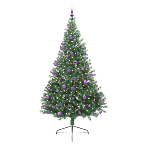 vidaXL Kunstmatig Voorverlicht Kerstboom met 300 LED Groen 210 cm PVC afbeelding3 - 1