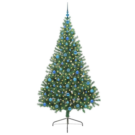vidaXL Kunstmatig Voorverlicht Kerstboom met 300 LED Groen 210 cm PVC afbeelding3 - 1