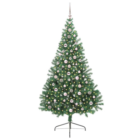 vidaXL Kunstmatig Voorverlicht Kerstboom met 300 LED Groen 240 cm PVC afbeelding3 - 1