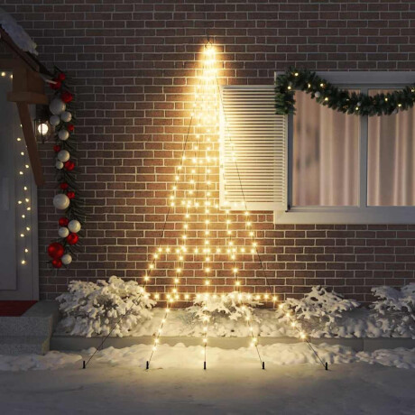 vidaXL LED Kerstboom met Grondspiesjes Warmwit 306 cm Metaal afbeelding3 - 1