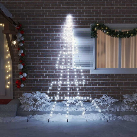 vidaXL LED Kerstboom met Grondspiesjes Koudwit 306 cm Metaal afbeelding3 - 1