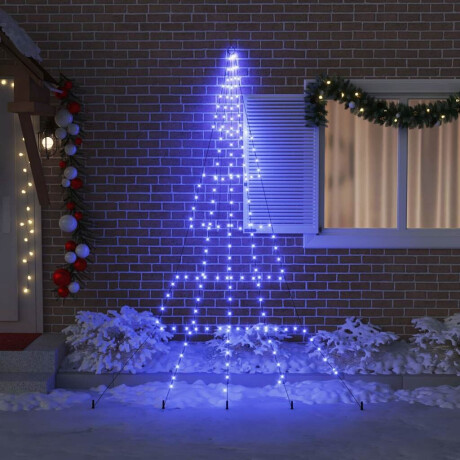 vidaXL LED Kerstboom met Grondspiesjes met 168 LED Blauw 306 cm Metaal afbeelding3 - 1