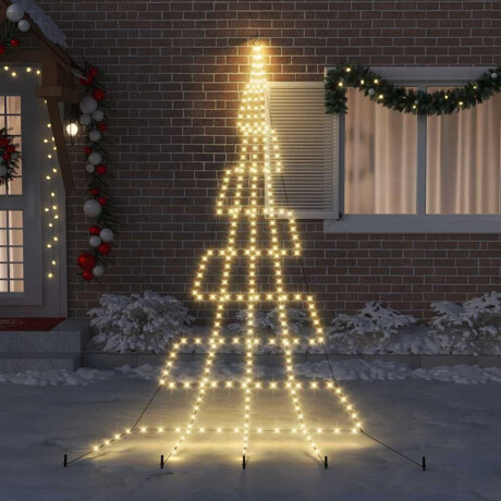 vidaXL LED Kerstboom met Grondspiesjes Warmwit 511 cm Metaal afbeelding3 - 1