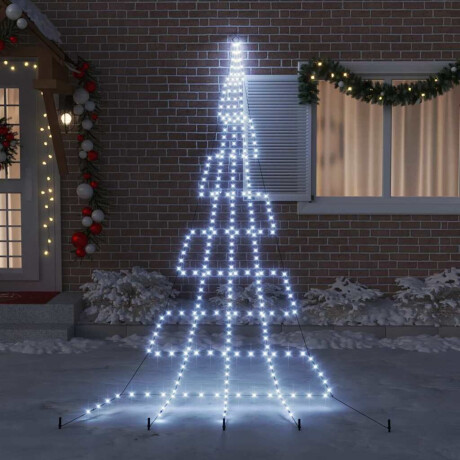 vidaXL LED Kerstboom met Grondspiesjes Koudwit 511 cm Metaal afbeelding3 - 1