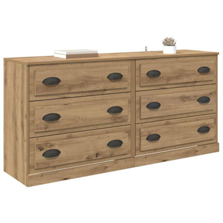 vidaXL Dressoirs 2 pcs Artisan Eiken 70 x 35,5 x 67,5 cm Bewerkt hout afbeelding3 - 1