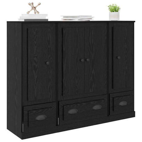 vidaXL Dressoir met lade 3 pcs Zwart Eiken Bewerkt hout afbeelding3 - 1