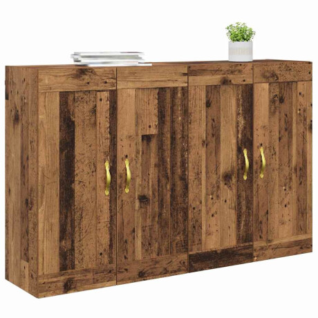 vidaXL Wandkasten 2 pcs Oud Hout 69,5 x 34 x 90 cm Bewerkt hout afbeelding3 - 1
