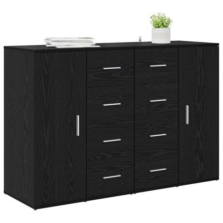 vidaXL Dressoirs Corona 2 pcs Zwart Eiken 59 x 39 x 80 cm Bewerkt hout afbeelding3 - 1