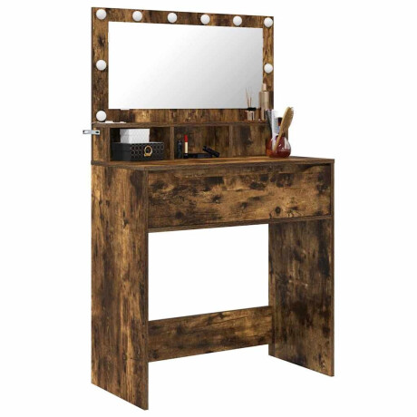 vidaXL Slaapkamer Kaptafels met lade Gerookt eiken 80 x 39,6 x 135 cm afbeelding3 - 1