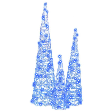 vidaXL Kerstboom met 90 LED 3 pcs Blauw 20 x 20 x 80 cm Acryl afbeelding3 - 1