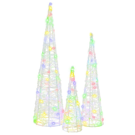 vidaXL Kerstboom met 90 LED 3 pcs Multikleur 20 x 20 x 80 cm Acryl afbeelding3 - 1