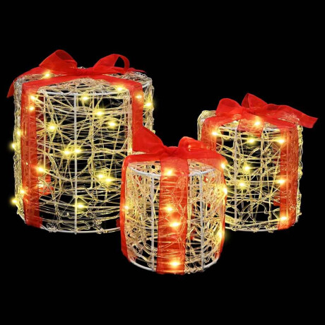 vidaXL Decoratie voor Geschenkdoos 3 pcs Warmwit 20 x 20 x 21 cm Acryl afbeelding3 - 1