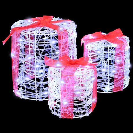 vidaXL Decoratie voor Geschenkdoos 3 pcs Koudwit 20 x 20 x 21 cm Acryl afbeelding3 - 1