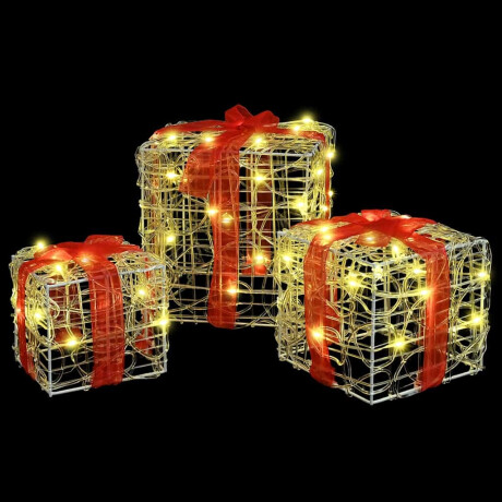 vidaXL Cadeau Doos met 60 LED 3 pcs Warmwit 20 x 20 x 20 cm Acryl afbeelding3 - 1