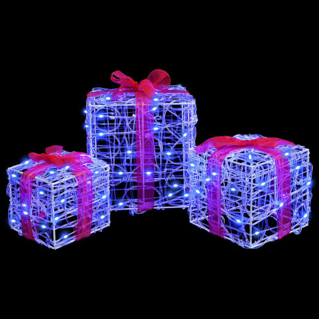 vidaXL Cadeau Doos met 60 LED 3 pcs Blauw 20 x 20 x 20 cm Acryl afbeelding3 - 1