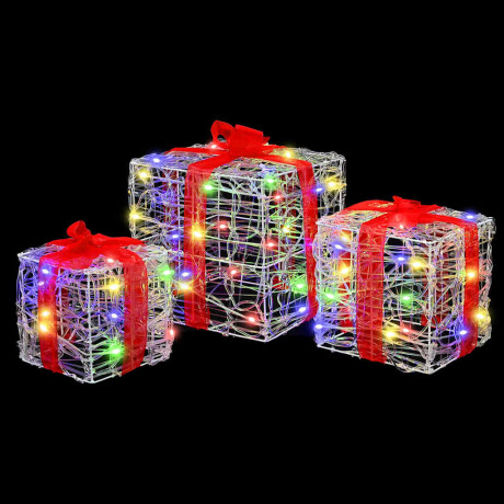 vidaXL Cadeau Doos met 60 LED 3 pcs Multikleur 20 x 20 x 20 cm Acryl afbeelding3 - 1