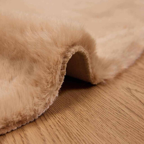 vidaXL Nep Konijnenbont Tapijt Taupe Ø 160 cm Polyester afbeelding3 - 1