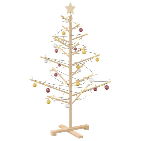 vidaXL Houten kerstboom Naturel 125 cm Massief grenenhout afbeelding3 - 1