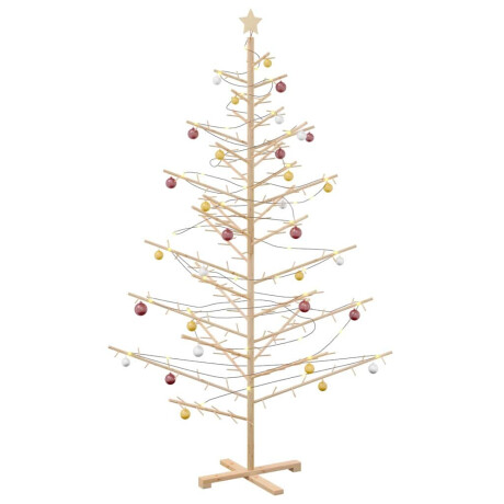 vidaXL Houten kerstboom Naturel 210 cm Massief grenenhout afbeelding3 - 1