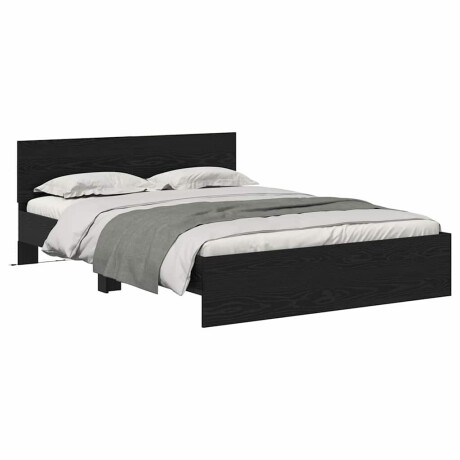 vidaXL Bedframe met hoofdeinde Zwart Eiken 140 x 190 cm Bewerkt hout afbeelding3 - 1