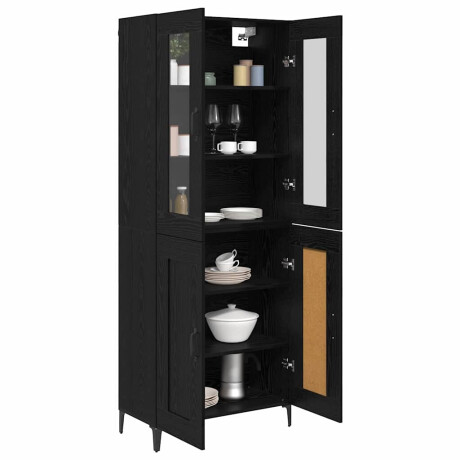 vidaXL Hoge kast Zwart Eiken 69,5 x 34 x 180 cm Bewerkt hout afbeelding3 - 1