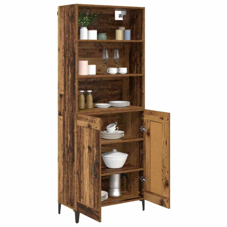 vidaXL Hoge kast 2 pcs Oud hout Bewerkt hout afbeelding3 - 1