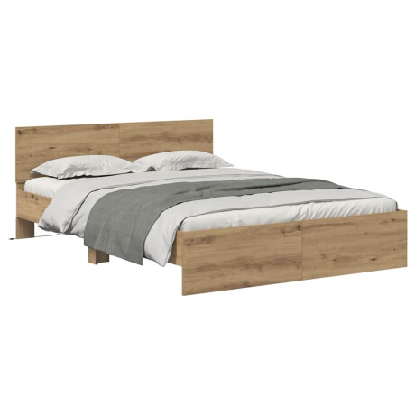 vidaXL Bedframe met hoofdeinde Artisan Eiken 120 x 190 cm Bewerkt hout afbeelding3 - 1