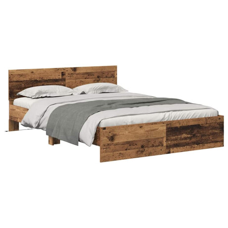 vidaXL Bedframe met hoofdeinde Oud Hout 140 x 200 cm Bewerkt hout afbeelding3 - 1