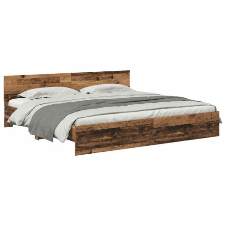 vidaXL Bedframe met hoofdeinde Oud Hout 200 x 200 cm Bewerkt hout afbeelding3 - 1
