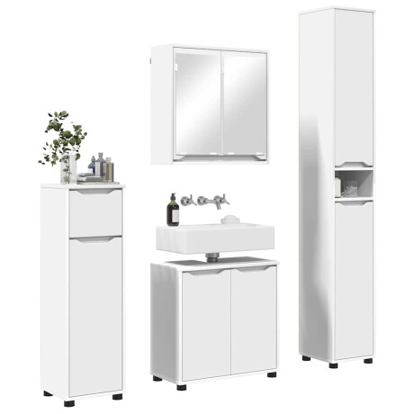 vidaXL Badkamermeubelset met lade met plank 4 pcs Wit Bewerkt hout afbeelding3 - 1