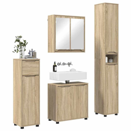 vidaXL Badkamermeubelset met lade 4 pcs Sonoma Eiken Bewerkt hout afbeelding3 - 1