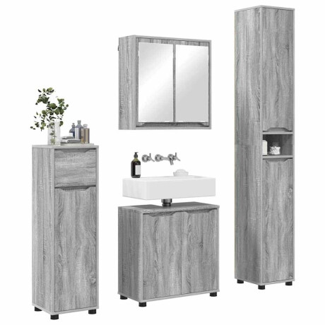 vidaXL Badkamermeubelset met lade 4 pcs Grijs Sonoma Bewerkt hout afbeelding3 - 1