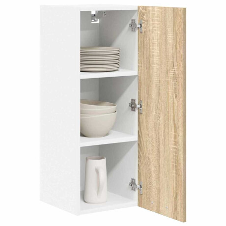 vidaXL Hangkast Sonoma Eik en Wit 30 x 31 x 80 cm Bewerkt hout afbeelding3 - 1