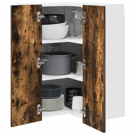 vidaXL Hangkast Riga Gerookte Eik en Wit 57 x 57 x 80 cm Bewerkt hout afbeelding3 - 1