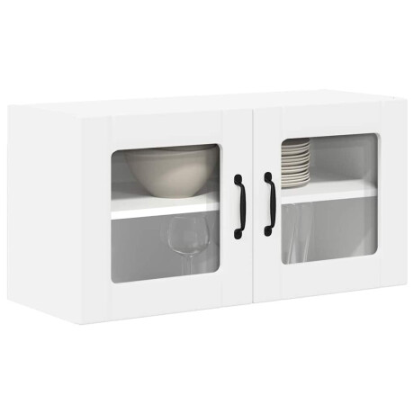vidaXL Wandglas cabinet Lucca Wit 80 x 31 x 40 cm Bewerkt hout afbeelding3 - 1